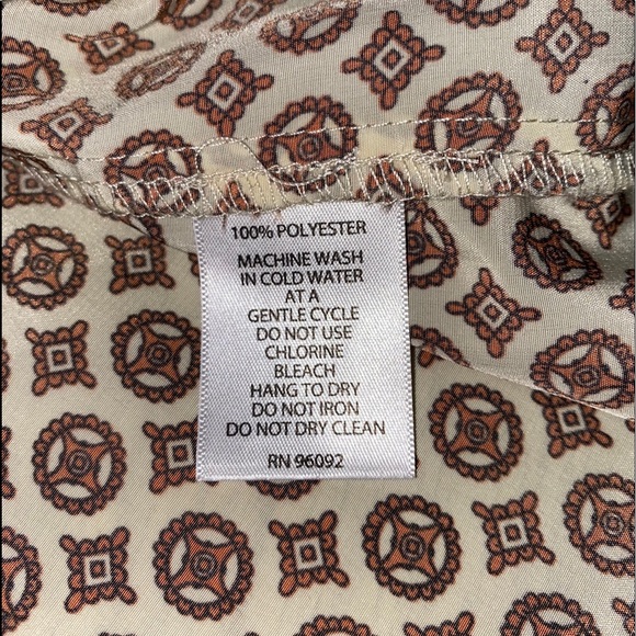 Cynthia Rowley Geometric Blouse Cream Brown M - Picture 10 of 16